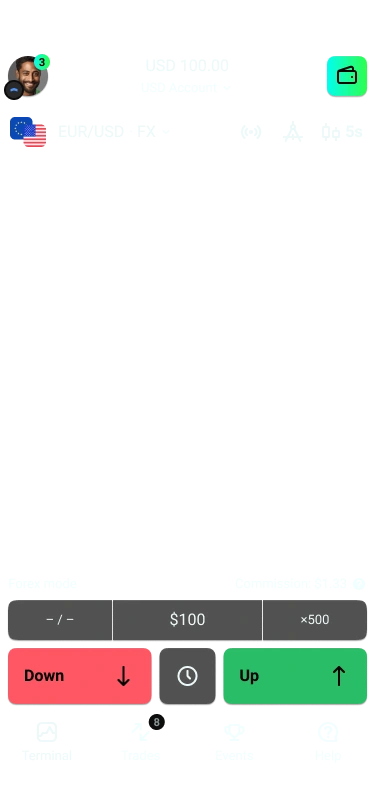 Mobile trading interface preview